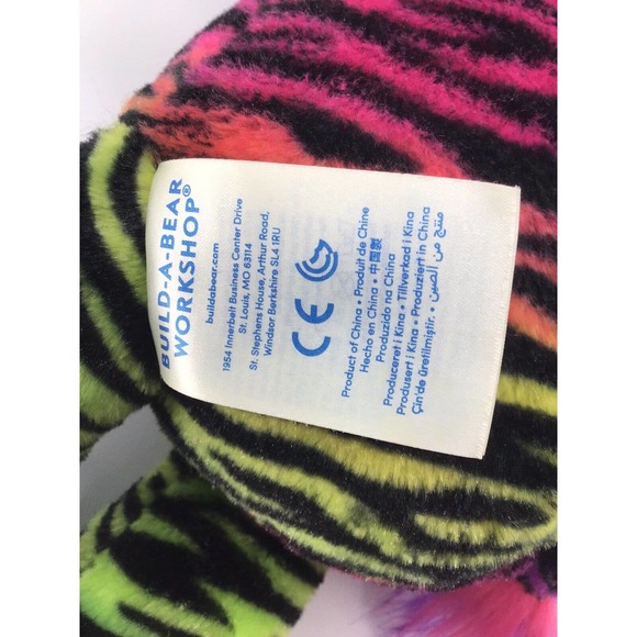 Build A Bear Rainbow Stripe Purple Pink Zebra Soft 17" Plush Toy Bear BABW - Picture 8 of 12